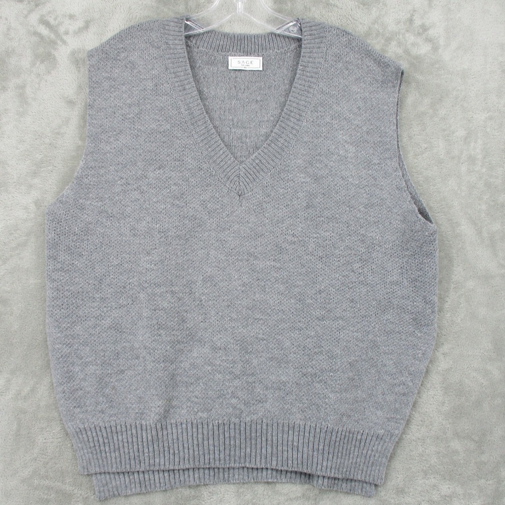 Sage The Label Sweater Vest Womens M/L Pullover‎ Lightweight Knit Preppy Gray